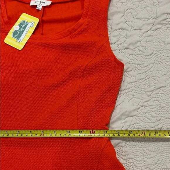 Umgee Bright Orange Sleeveless Fit-and-Flare Dress - Picture 8 of 11